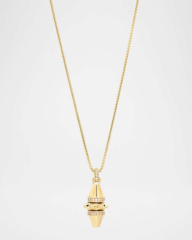 18K Yellow Gold Cardamom Spinning Vertical Necklace with Diamonds